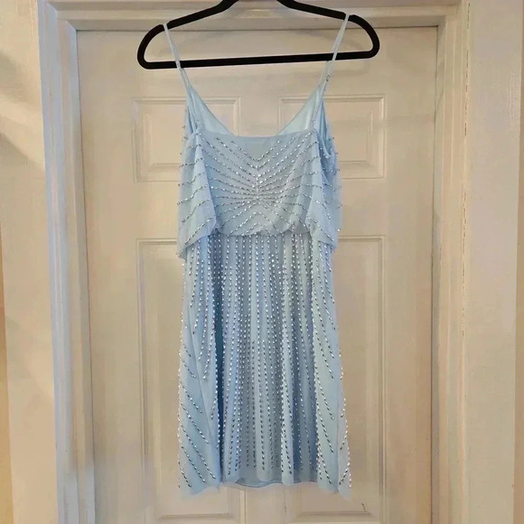 NWT Xscape Beaded Blouson Mesh Mini Party Cocktail Dress Size 6 Light Blue - Picture 6 of 14